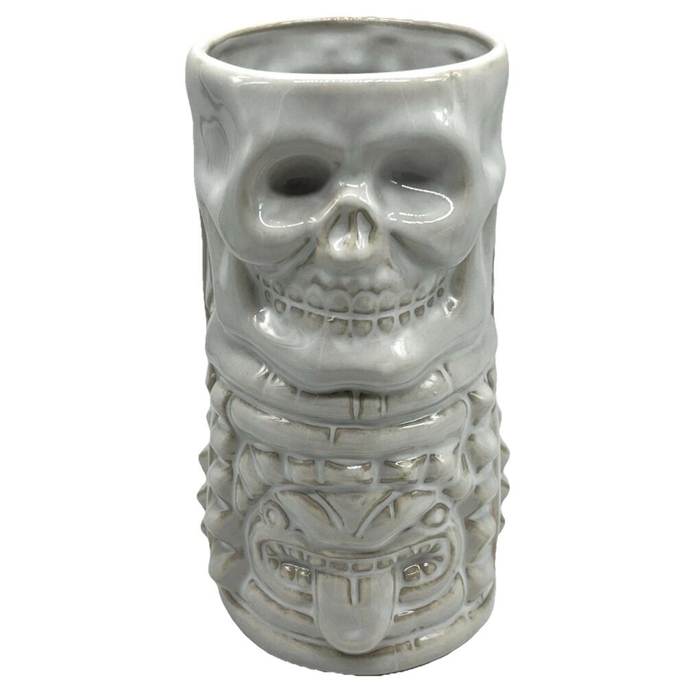 Pottery Barn Enchanted Tiki Mug Stacked Skull Totem Glass